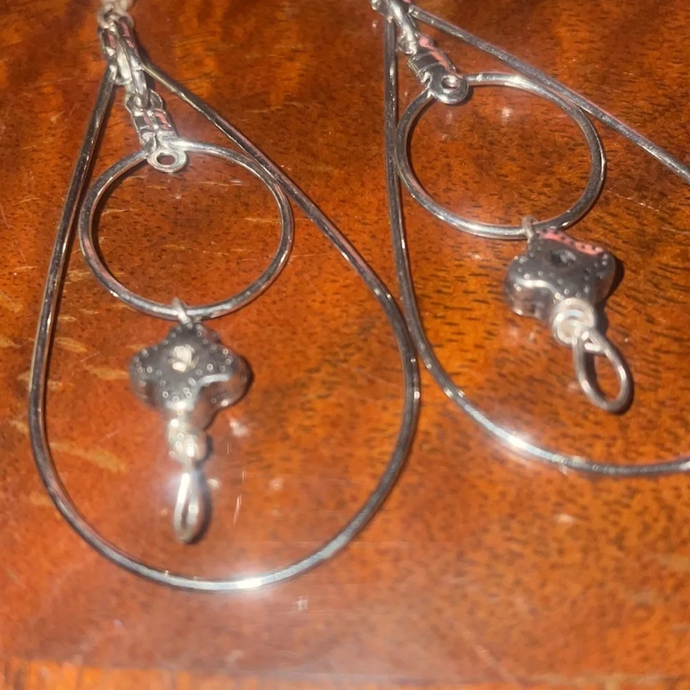 New handmade earrings teardrop silver w clover